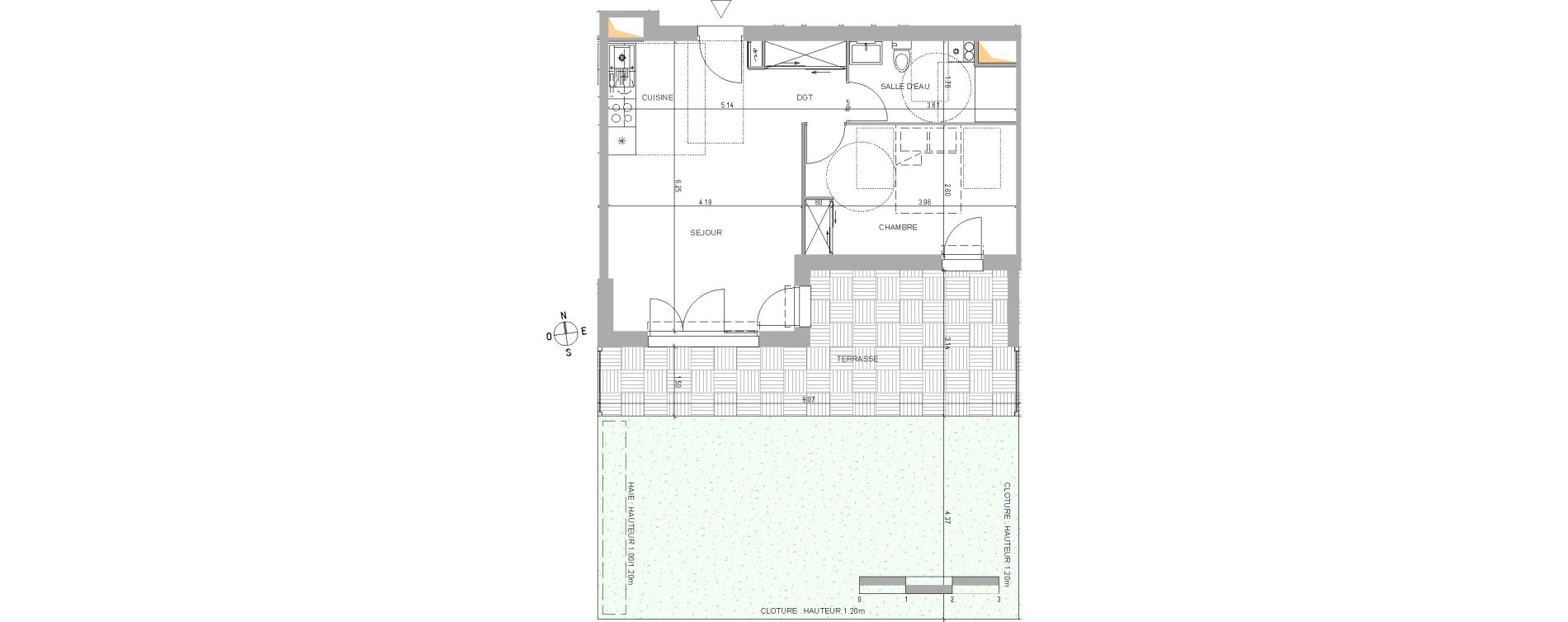 Appartement T2 de 45,83 m2 &agrave; Belin-B&eacute;liet Centre