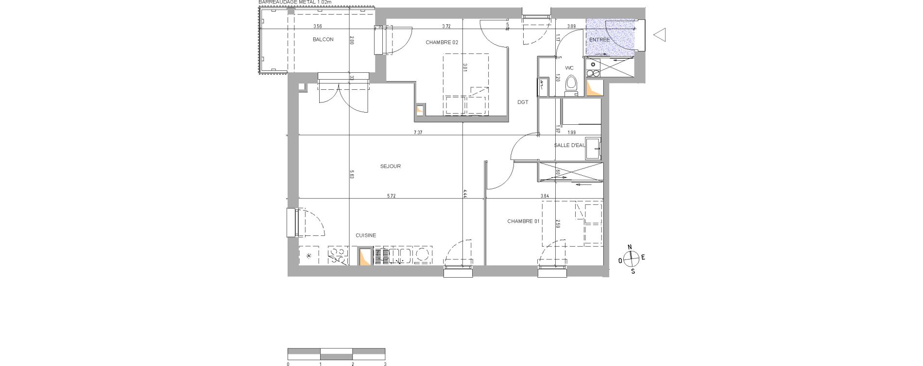 Appartement T3 de 65,50 m2 &agrave; Belin-B&eacute;liet Centre