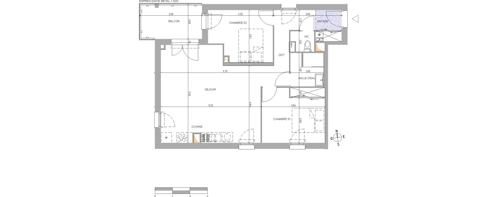 Appartement T3 de 65,50 m2 &agrave; Belin-B&eacute;liet Centre