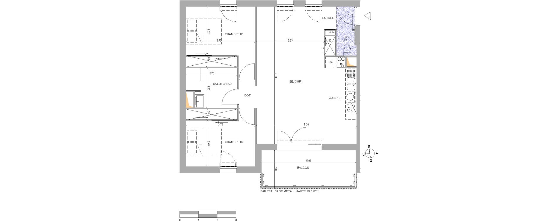 Appartement T3 de 68,94 m2 &agrave; Belin-B&eacute;liet Centre