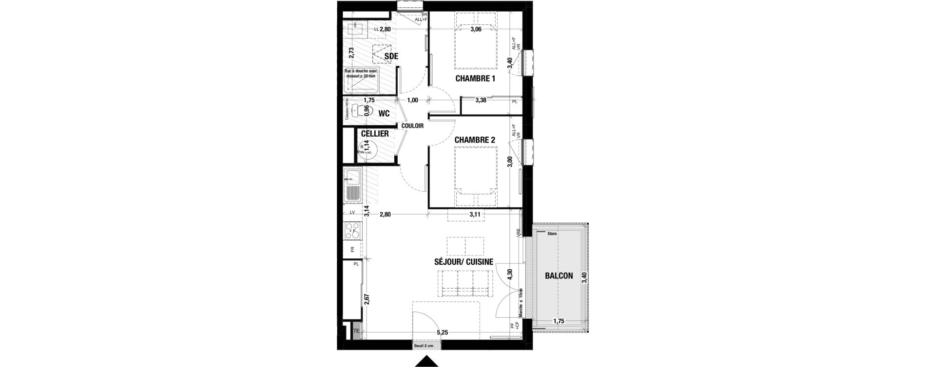 Appartement T3 de 62,10 m2 &agrave; Belin-B&eacute;liet Centre