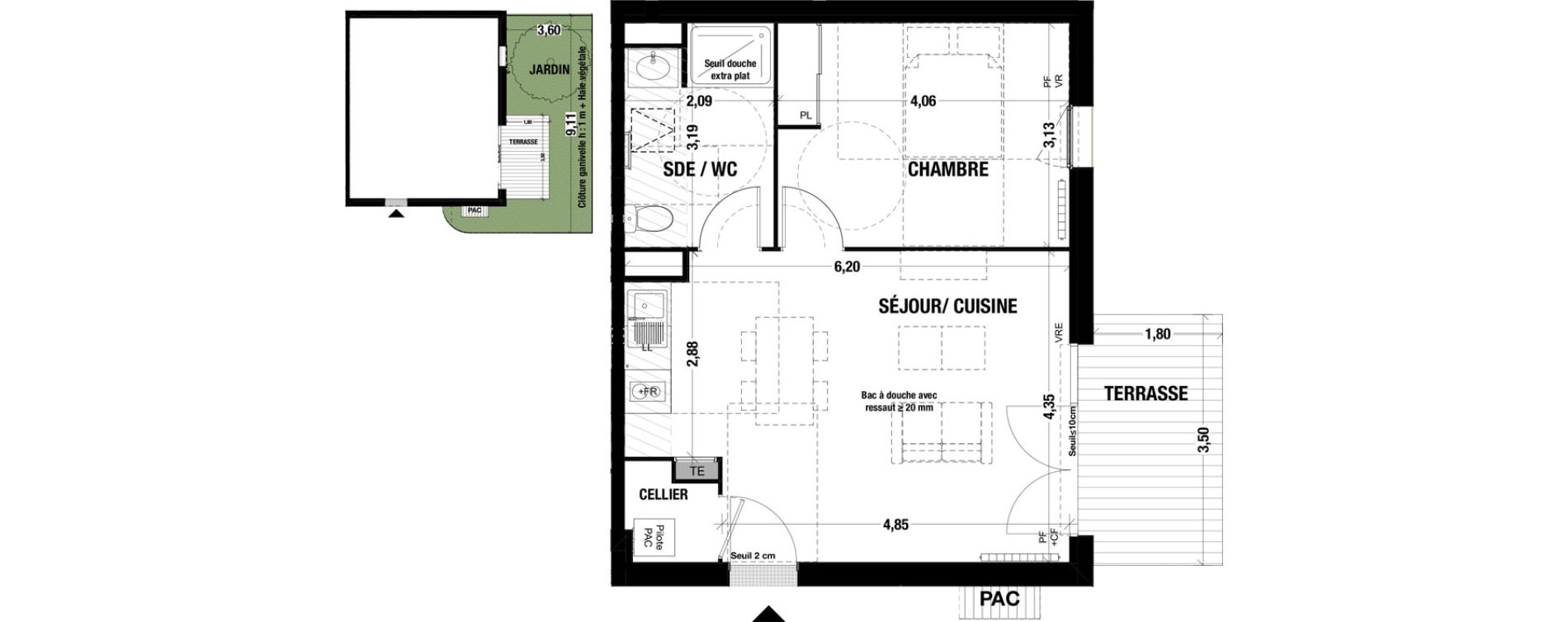 Appartement T2 de 46,00 m2 &agrave; Belin-B&eacute;liet Centre