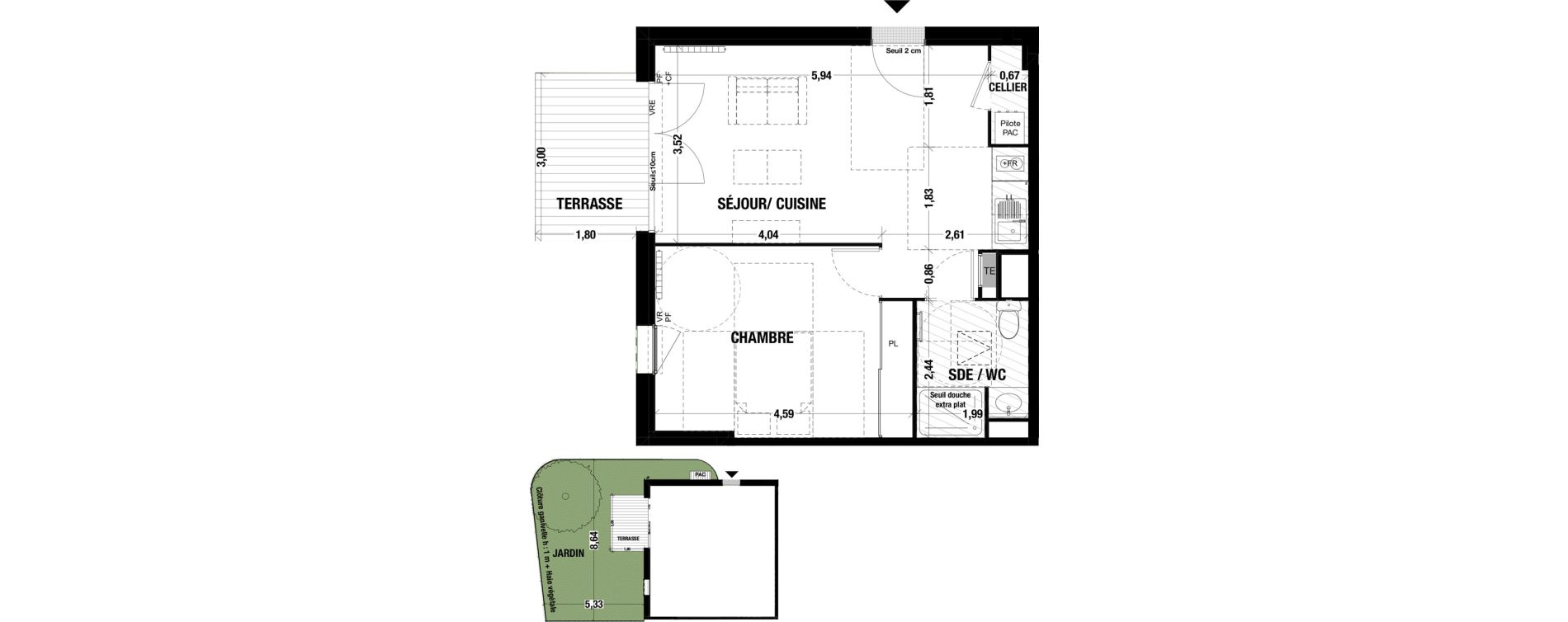 Appartement T2 de 45,40 m2 &agrave; Belin-B&eacute;liet Centre