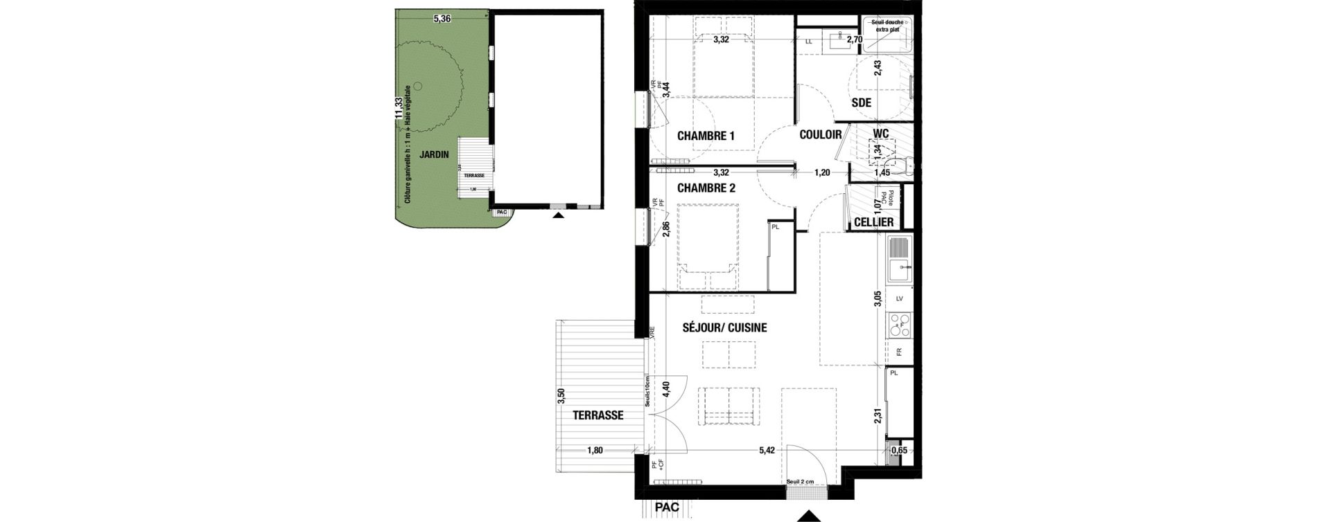 Appartement T3 de 63,70 m2 &agrave; Belin-B&eacute;liet Centre