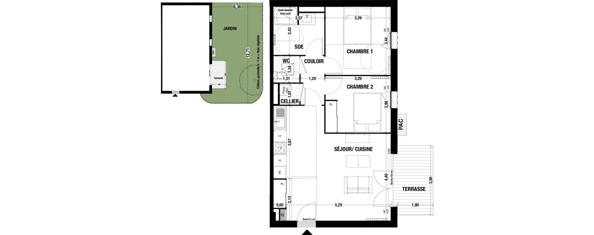 Appartement T3 de 62,80 m2 &agrave; Belin-B&eacute;liet Centre