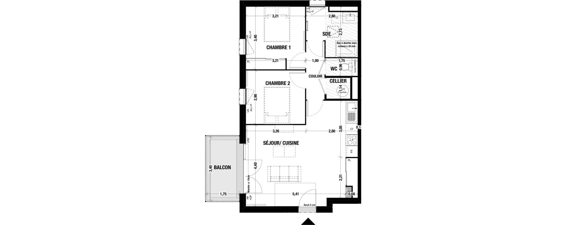 Appartement T3 de 63,50 m2 &agrave; Belin-B&eacute;liet Centre