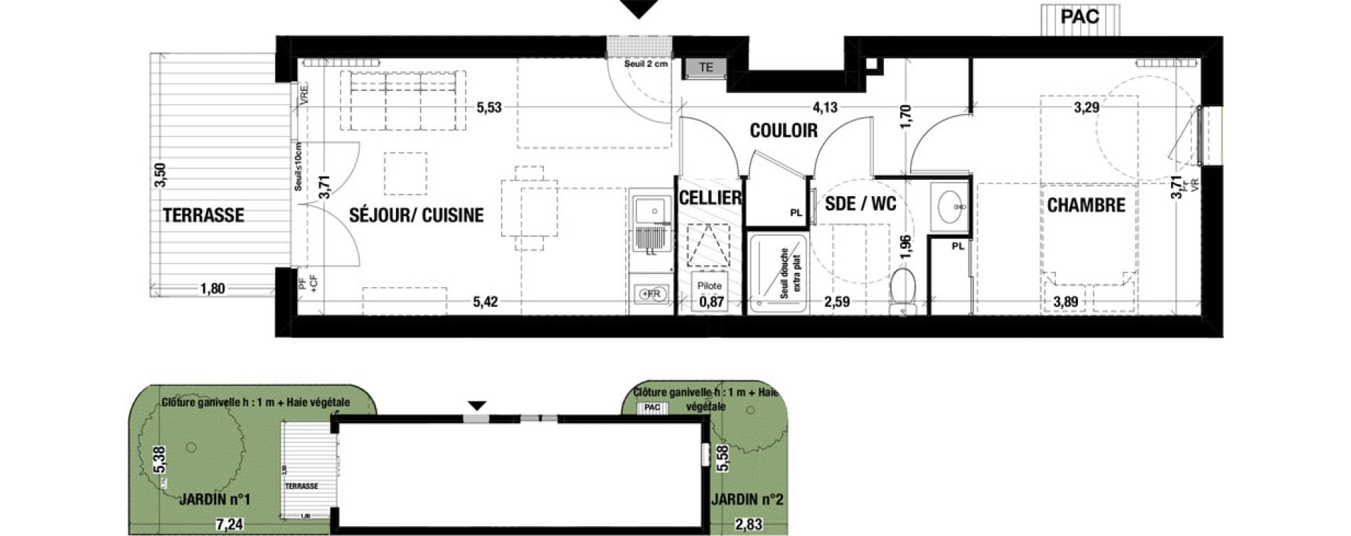 Appartement T2 de 47,40 m2 &agrave; Belin-B&eacute;liet Centre