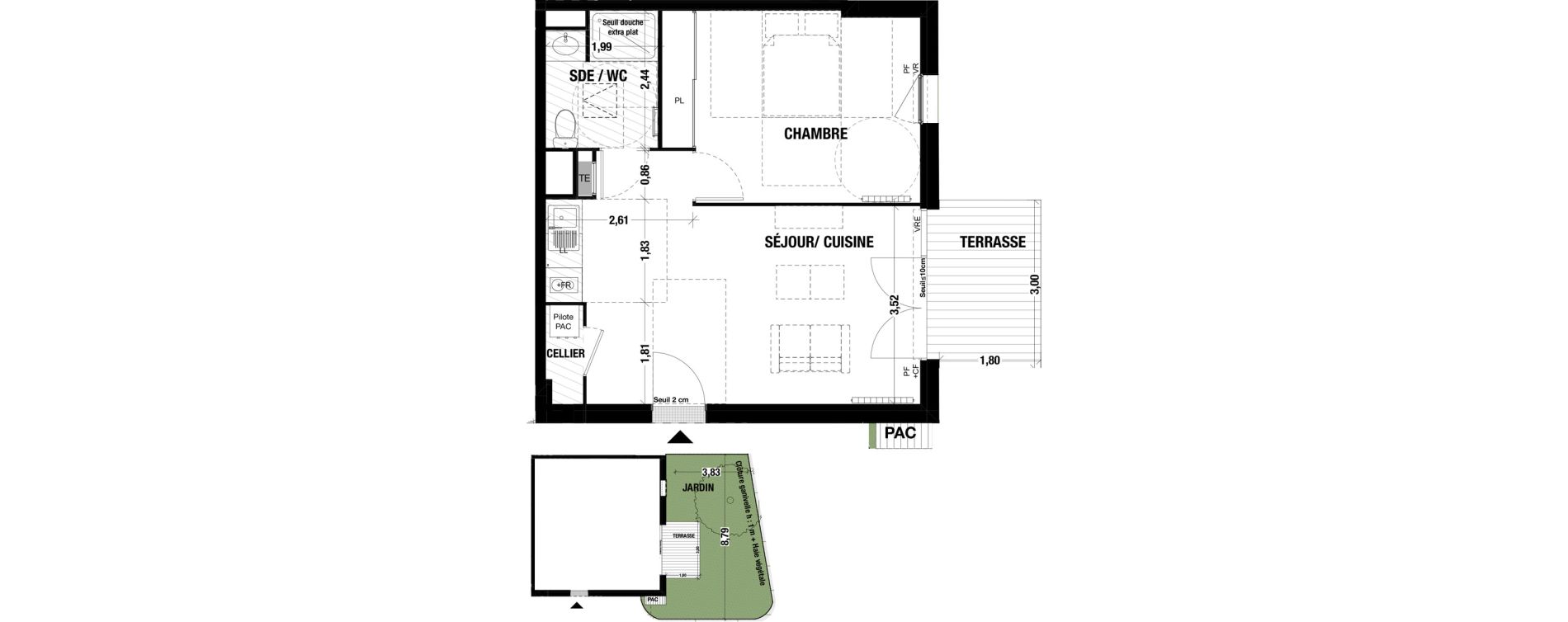 Appartement T2 de 45,30 m2 &agrave; Belin-B&eacute;liet Centre