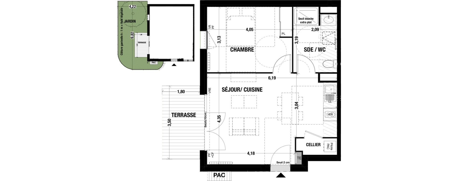 Appartement T2 de 45,20 m2 &agrave; Belin-B&eacute;liet Centre