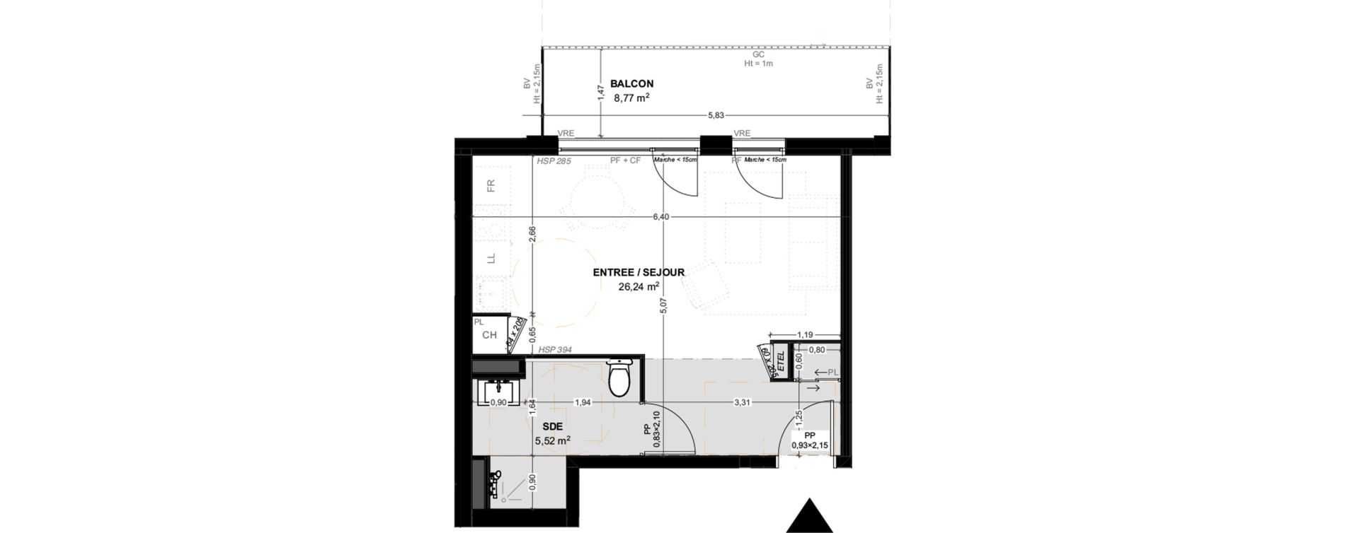 Appartement T1 de 31,76 m2 &agrave; Biganos Centre