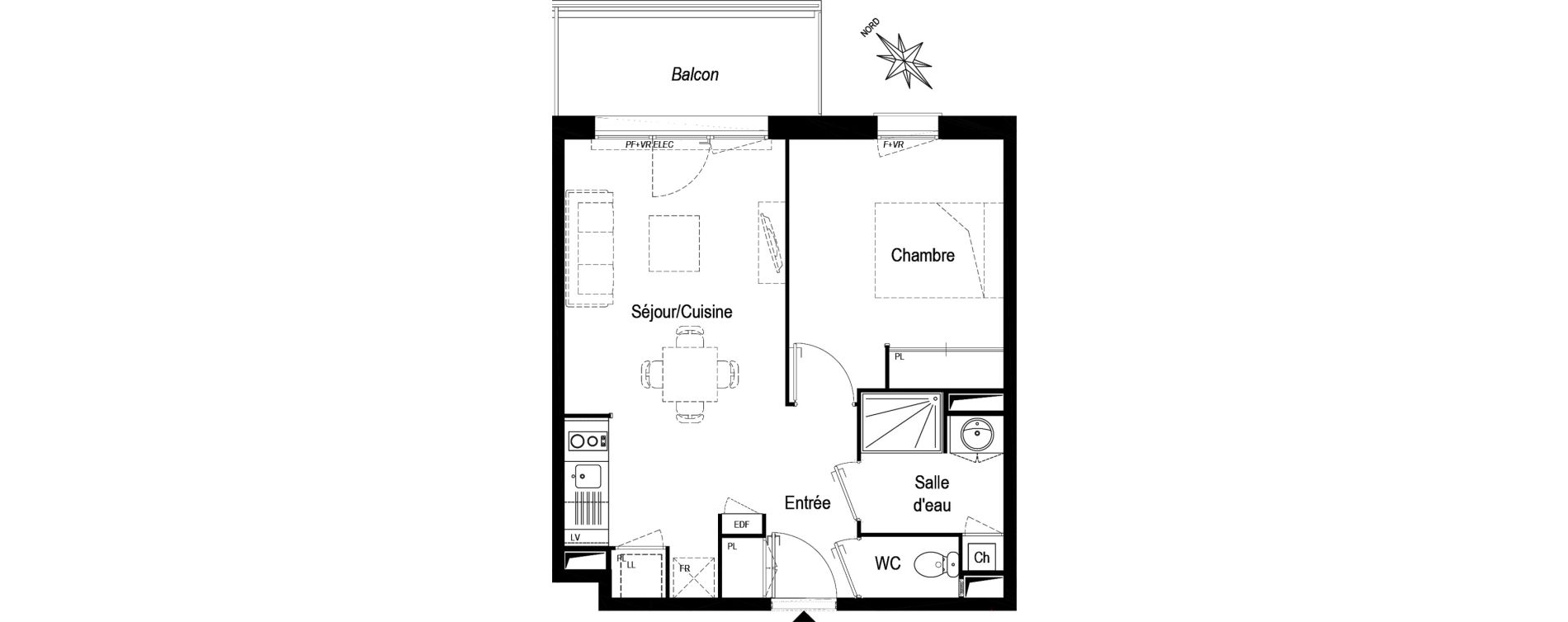 Appartement T2 de 41,70 m2 &agrave; Biganos Centre