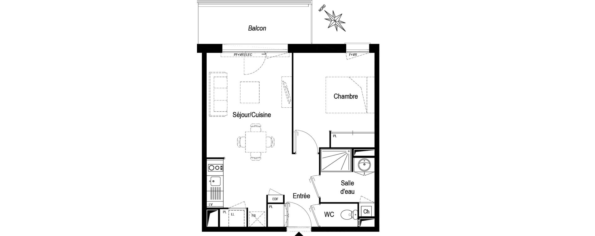 Appartement T2 de 42,17 m2 &agrave; Biganos Centre