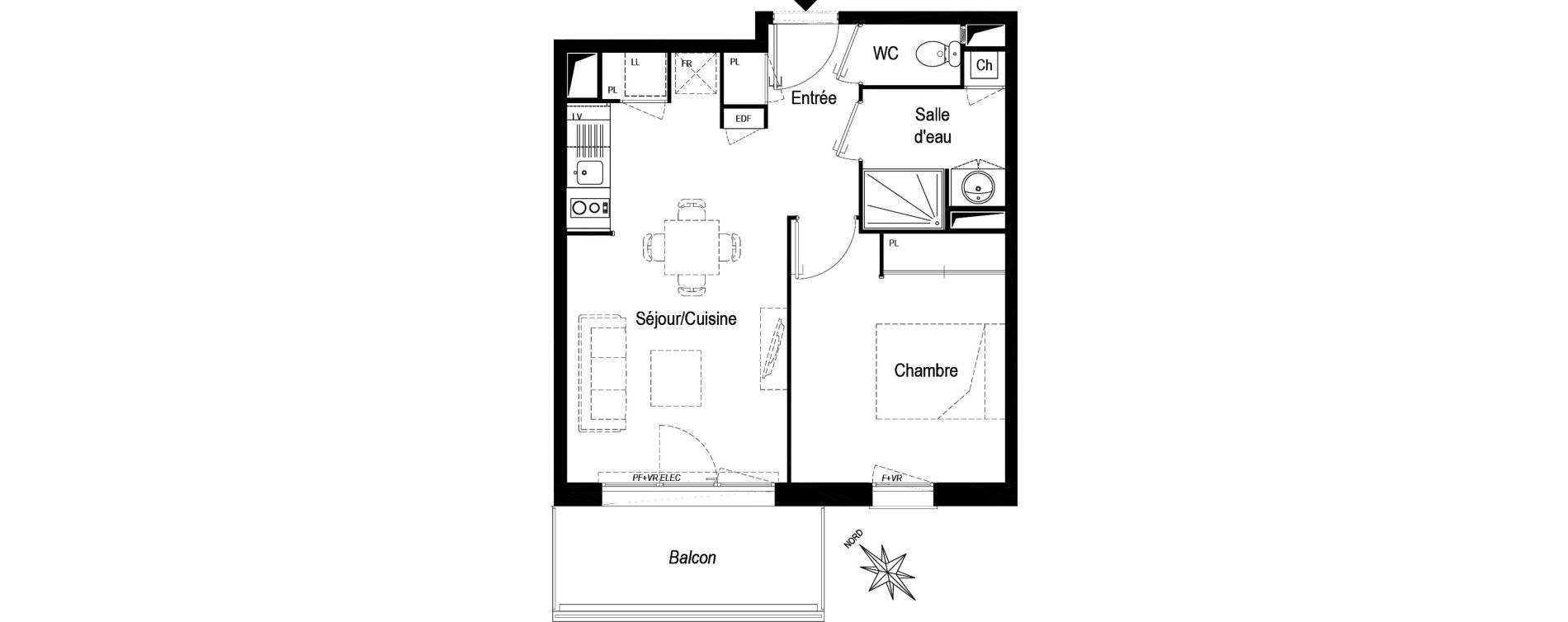 Appartement T2 de 40,52 m2 &agrave; Biganos Centre