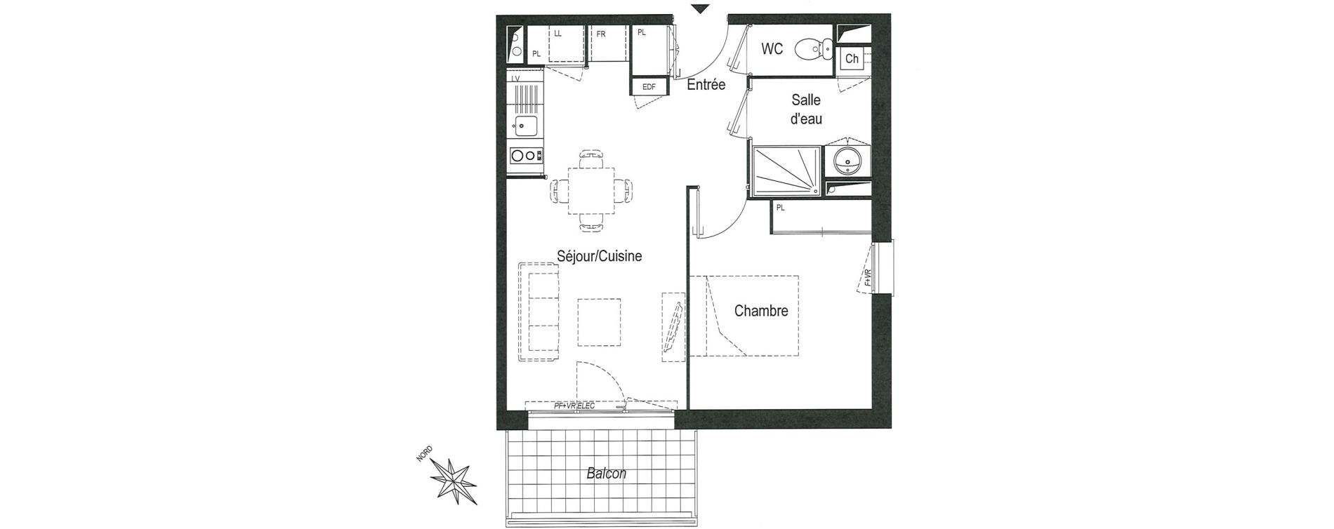 Appartement T2 de 41,19 m2 &agrave; Biganos Centre