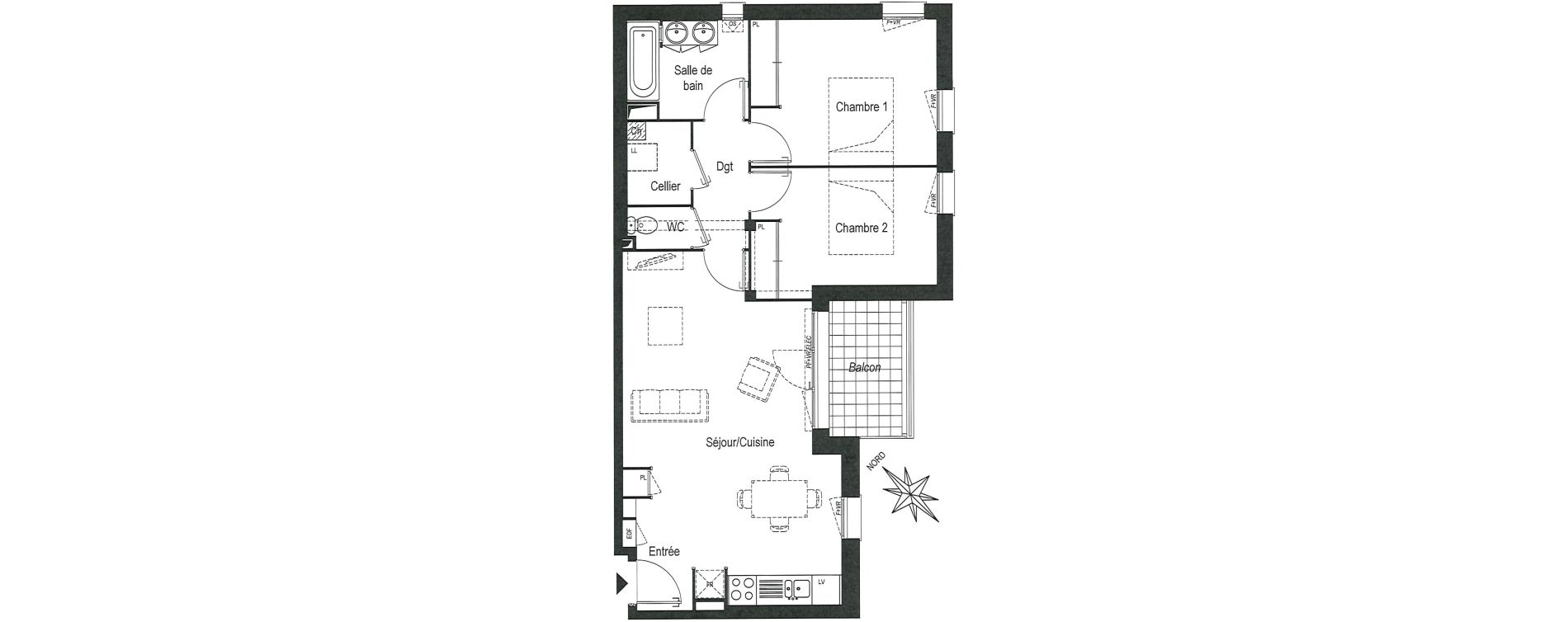 Appartement T3 de 67,47 m2 &agrave; Biganos Centre