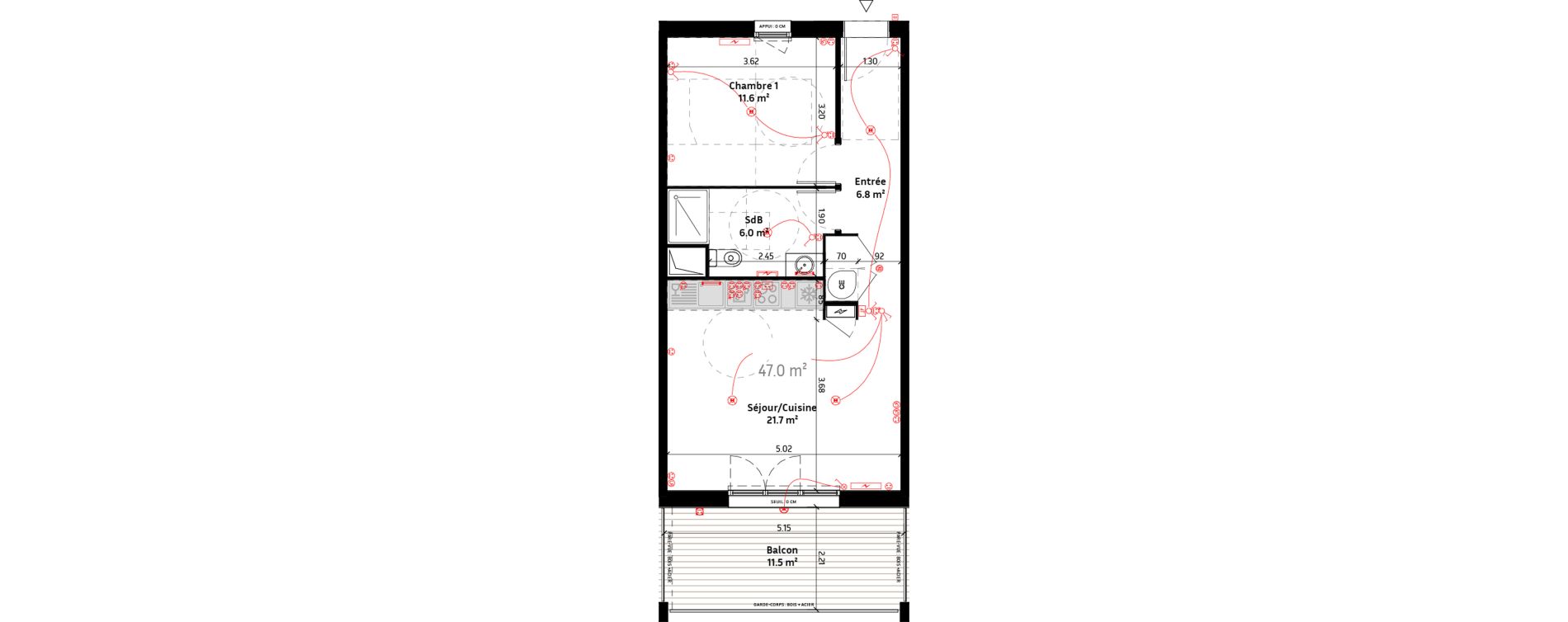 Appartement T2 de 47,00 m2 &agrave; Biganos Centre