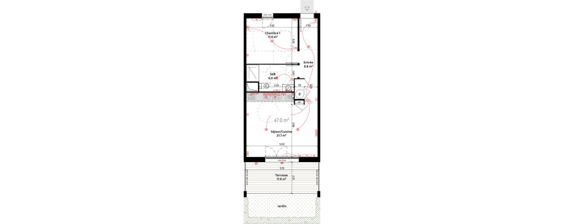 Appartement T2 de 47,00 m2 &agrave; Biganos Centre