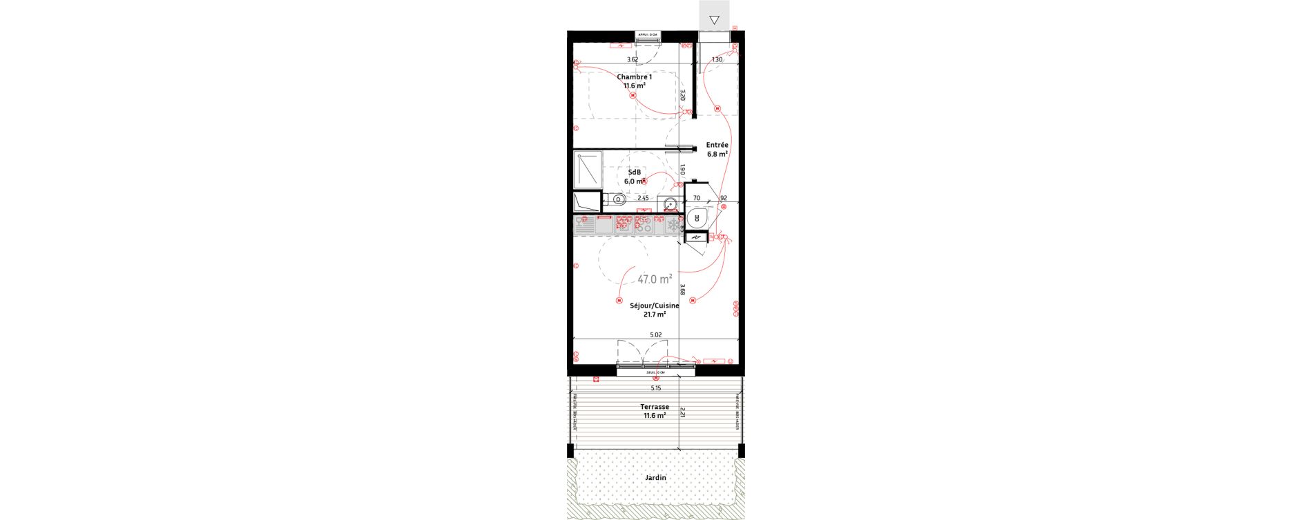 Appartement T2 de 47,00 m2 &agrave; Biganos Centre