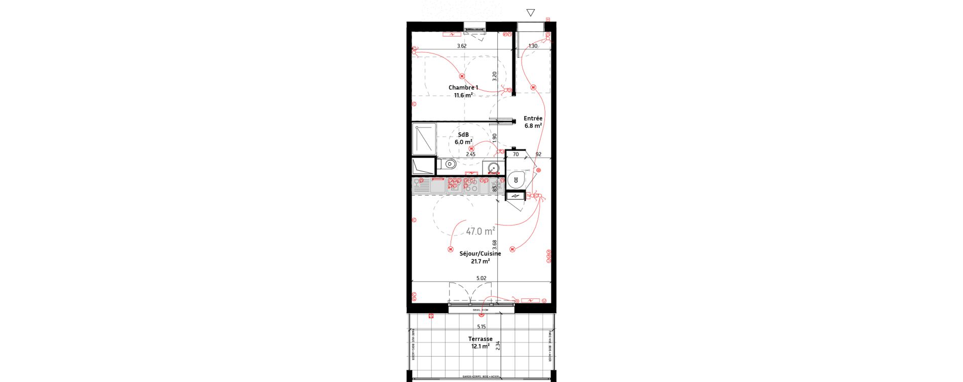 Appartement T2 de 47,00 m2 &agrave; Biganos Centre