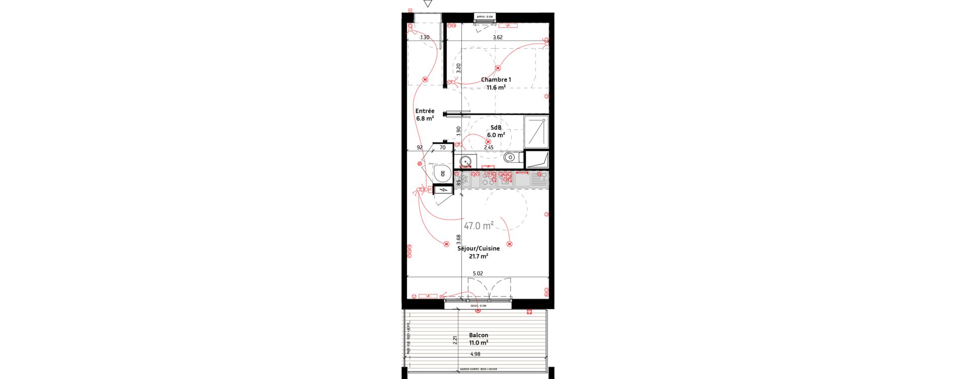 Appartement T2 de 47,00 m2 &agrave; Biganos Centre