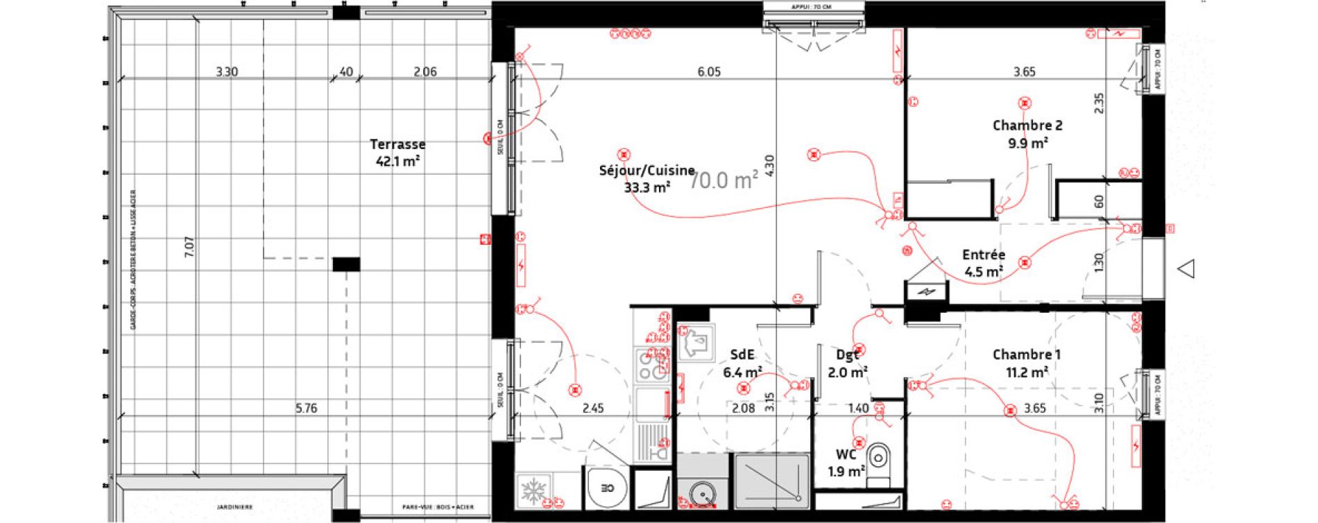 Appartement T3 de 70,00 m2 &agrave; Biganos Centre