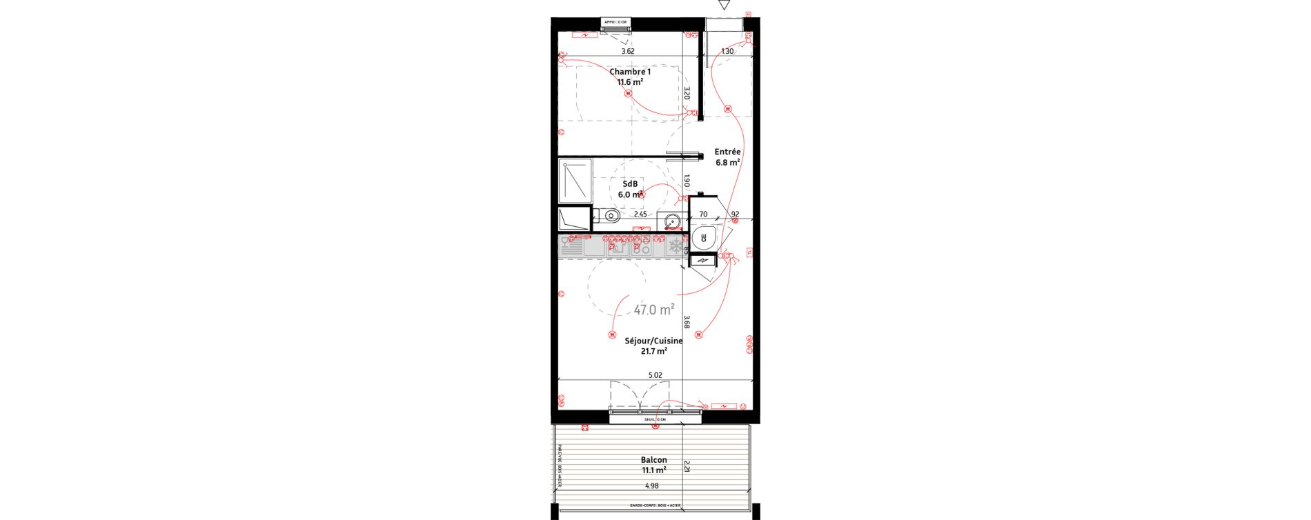 Appartement T2 de 47,00 m2 &agrave; Biganos Centre