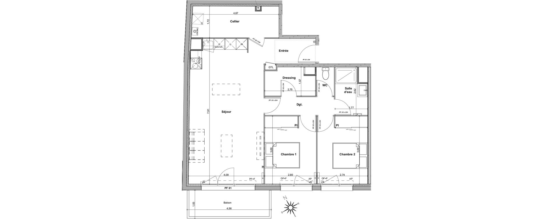 Appartement T3 de 76,96 m2 &agrave; Biganos Centre