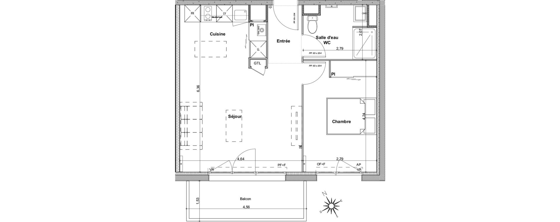 Appartement T2 de 45,61 m2 &agrave; Biganos Centre