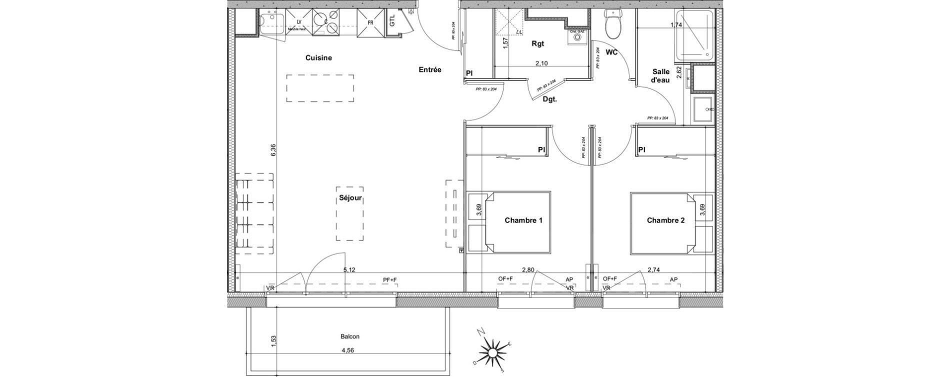 Appartement T3 de 65,70 m2 &agrave; Biganos Centre