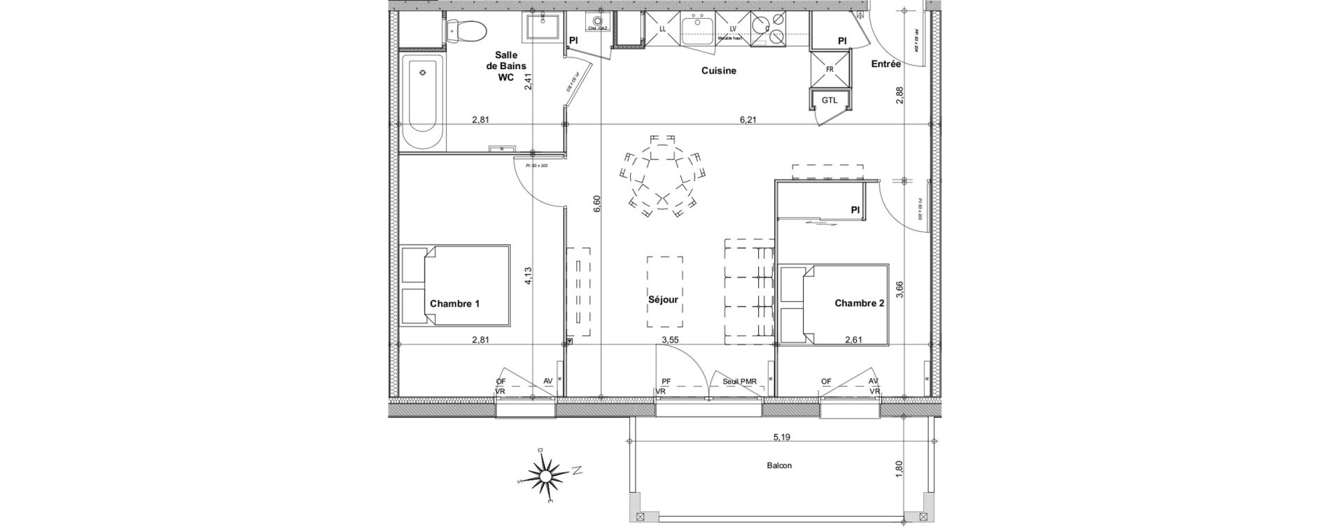 Appartement T3 de 57,70 m2 &agrave; Biganos Centre