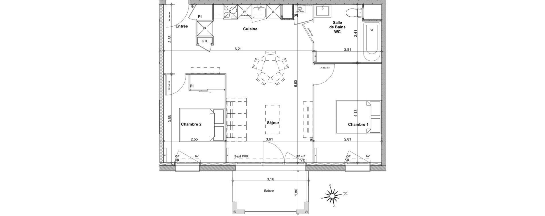 Appartement T3 de 57,71 m2 &agrave; Biganos Centre