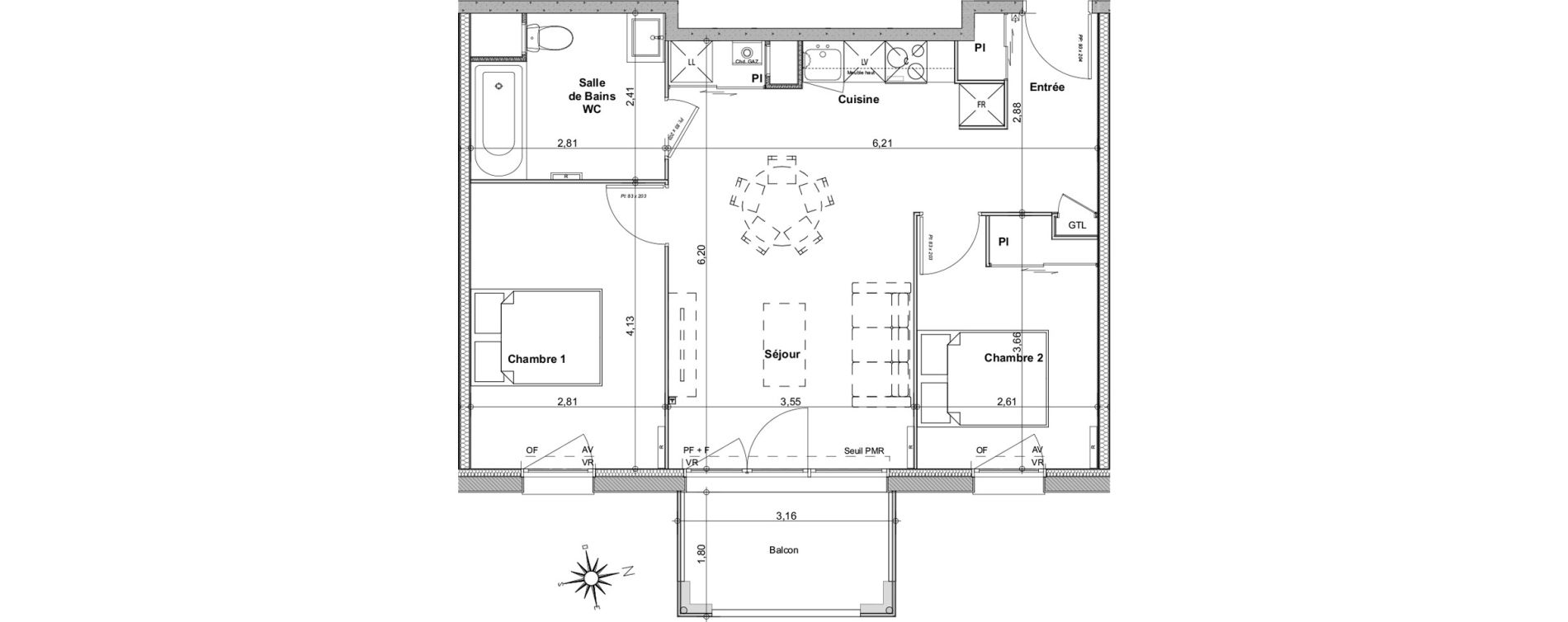 Appartement T3 de 55,92 m2 &agrave; Biganos Centre