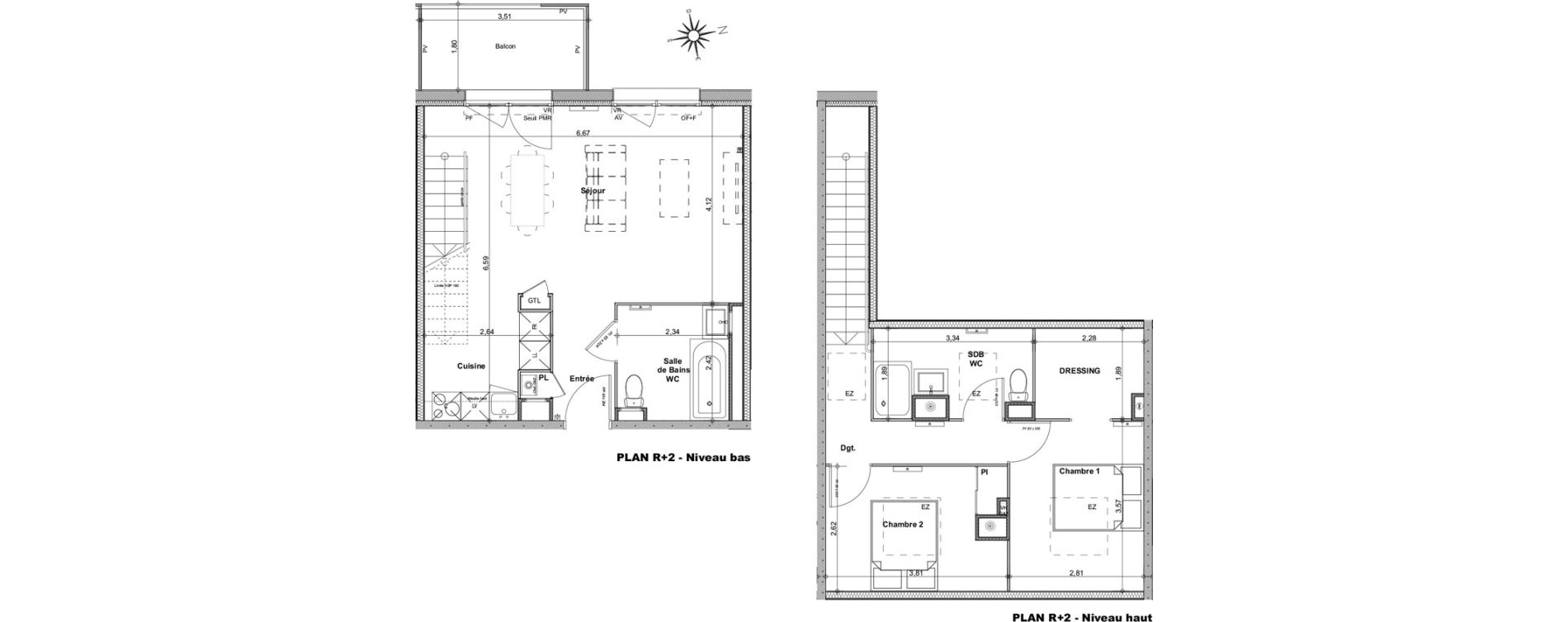 Duplex T3 de 74,18 m2 &agrave; Biganos Centre