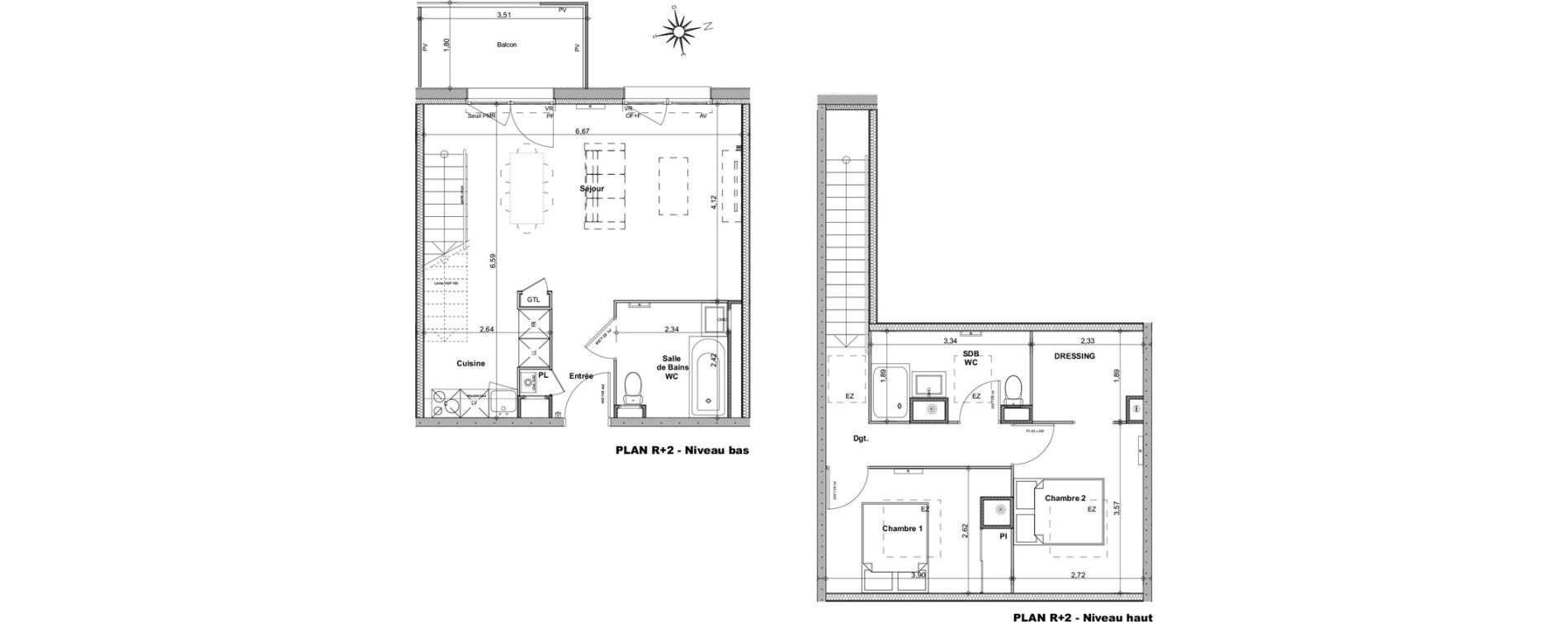 Duplex T3 de 74,09 m2 &agrave; Biganos Centre