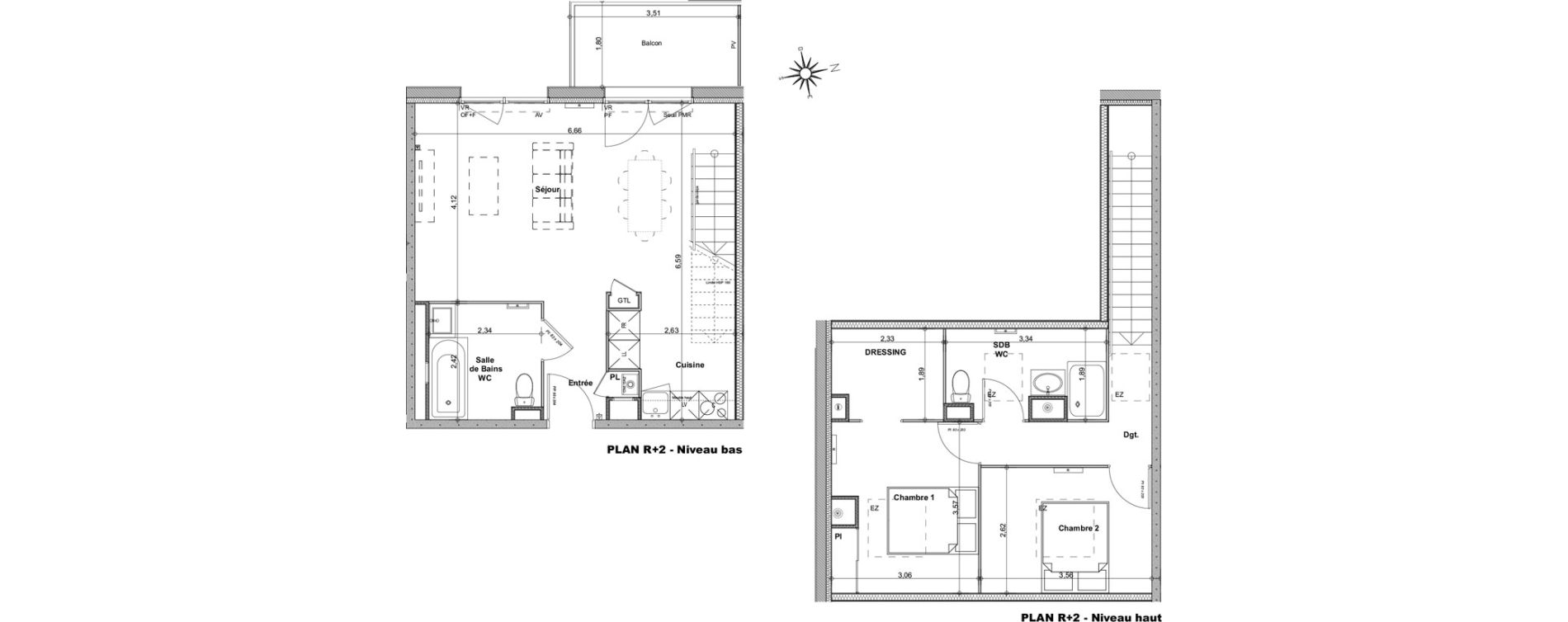 Duplex T3 de 74,12 m2 &agrave; Biganos Centre