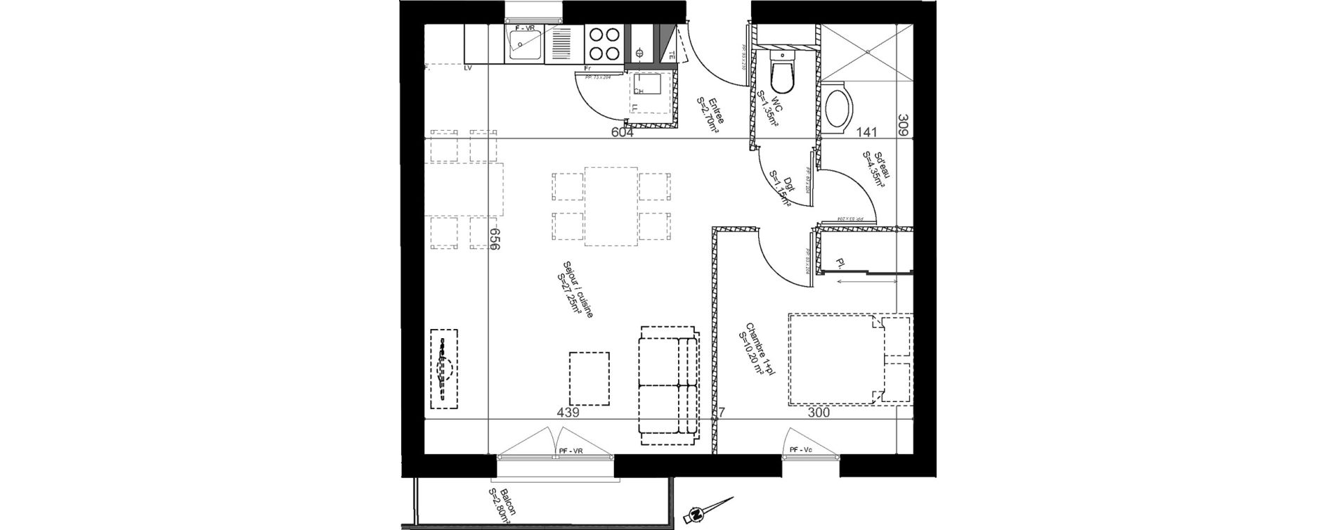 Appartement T2 de 47,00 m2 &agrave; Biganos Centre