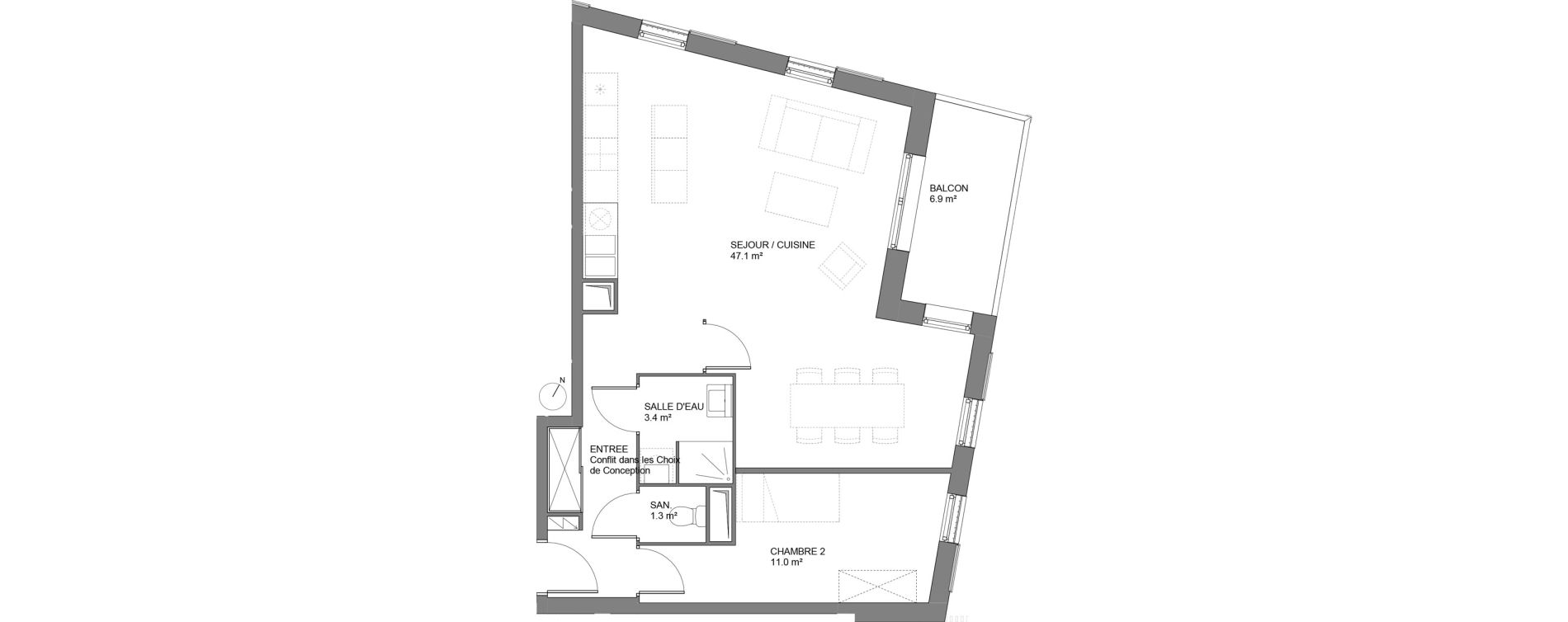 Appartement T3 de 62,20 m2 &agrave; Biganos Centre