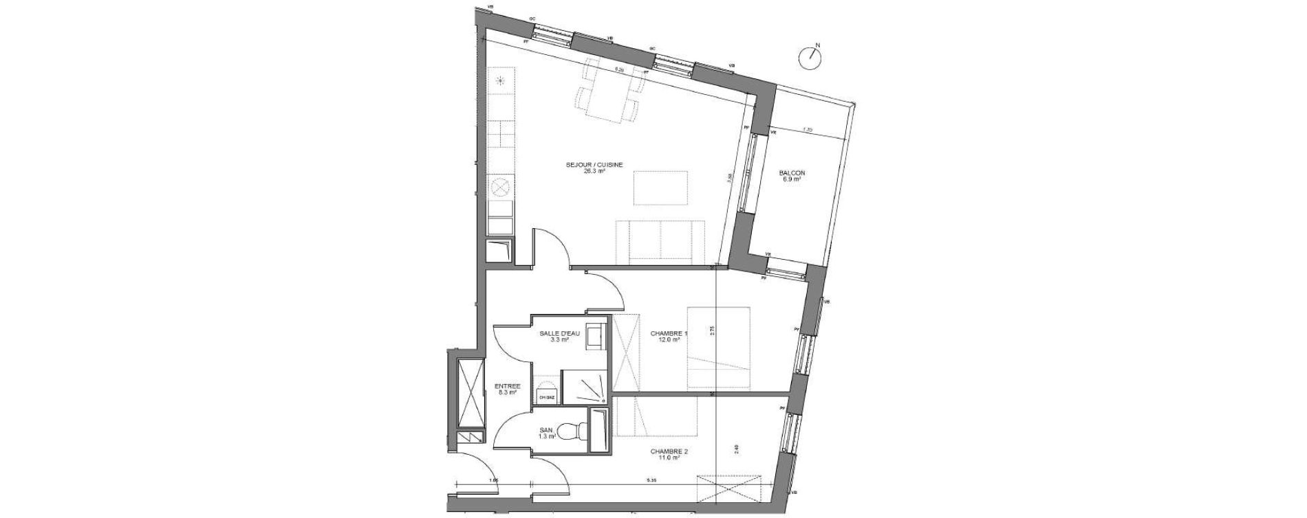 Appartement T3 de 62,07 m2 &agrave; Biganos Centre
