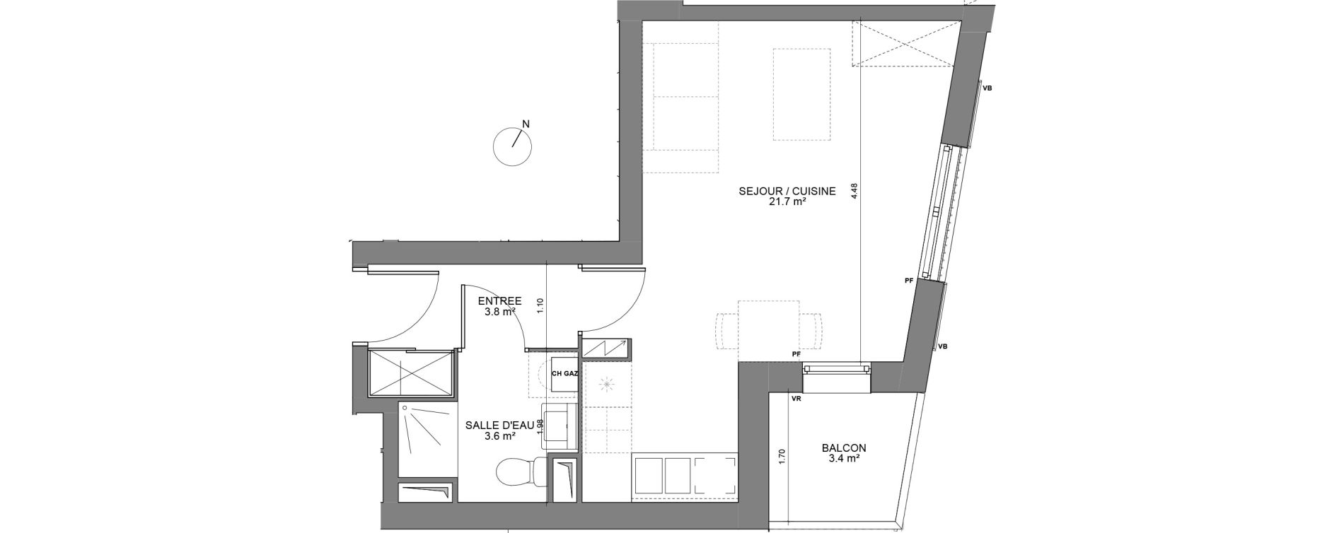 Appartement T1 de 29,10 m2 &agrave; Biganos Centre