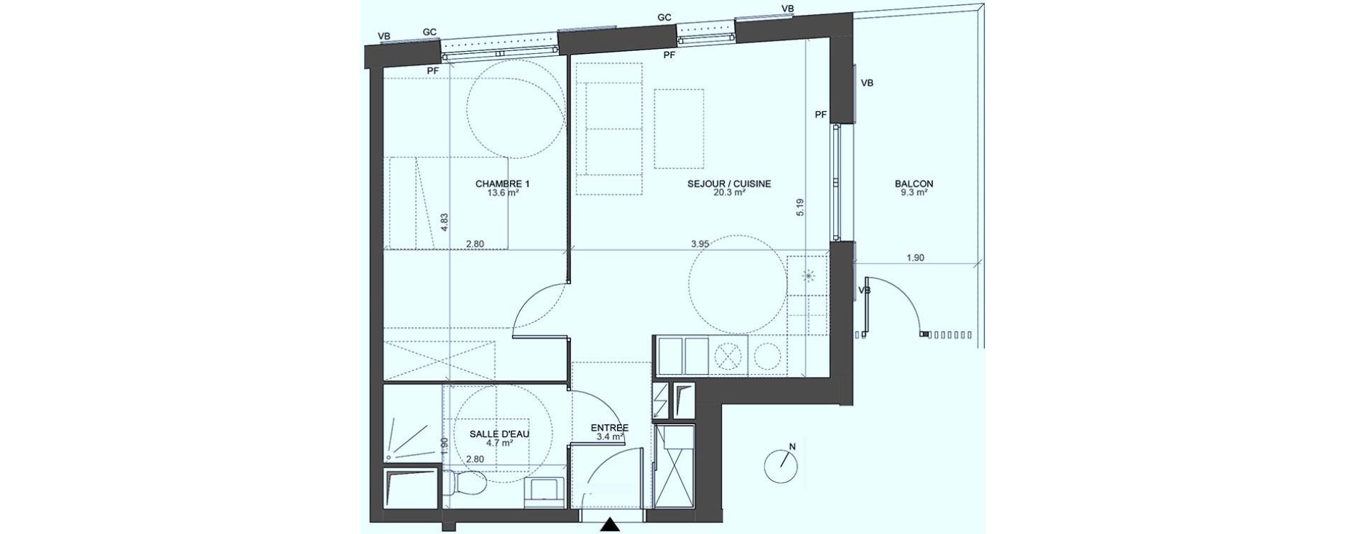 Appartement T2 de 42,00 m2 &agrave; Biganos Centre