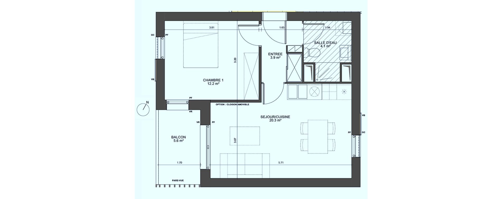 Appartement T2 de 40,50 m2 &agrave; Biganos Centre
