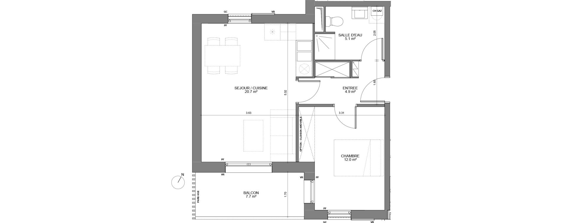 Appartement T2 de 42,60 m2 &agrave; Biganos Centre