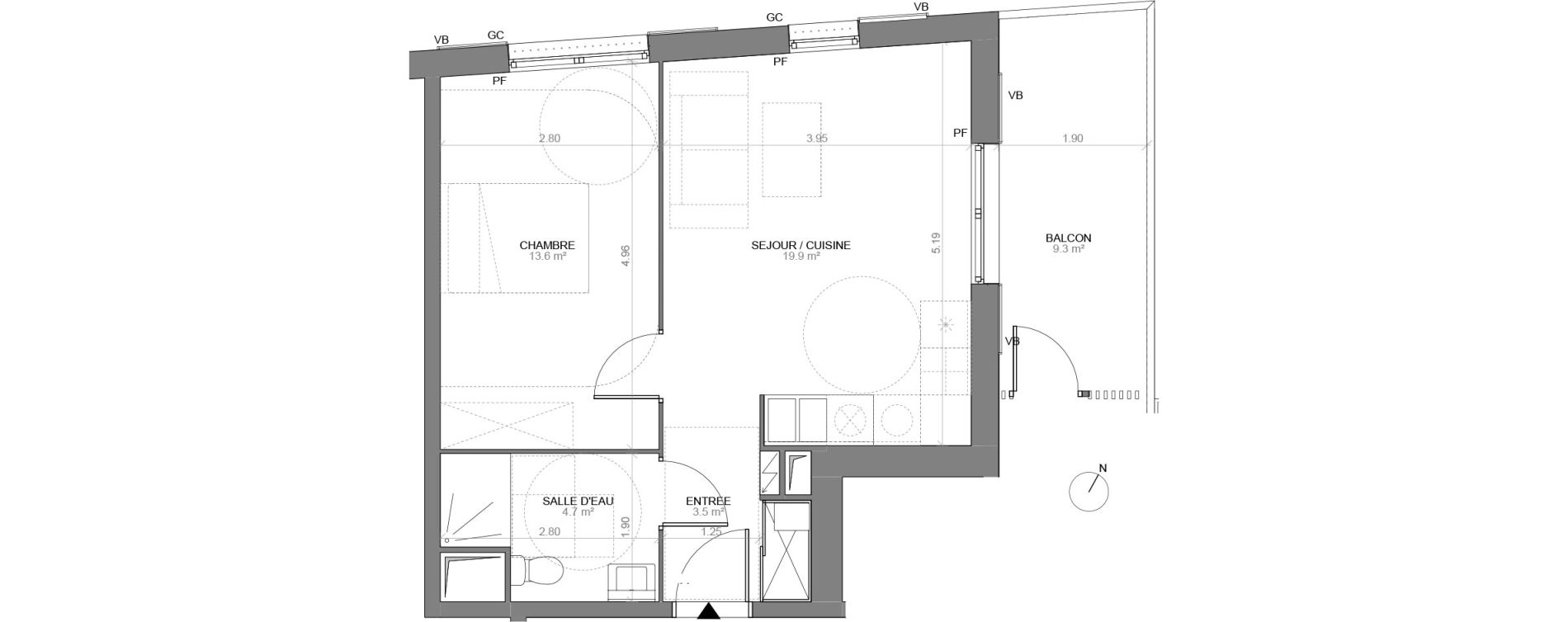 Appartement T2 de 41,70 m2 &agrave; Biganos Centre