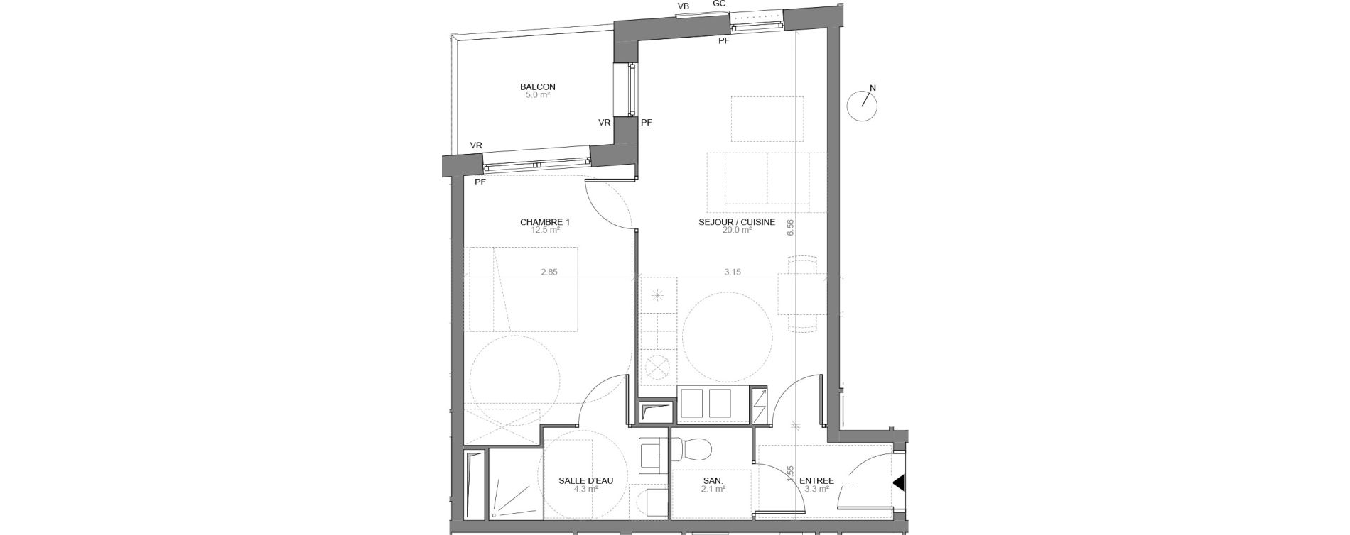 Appartement T2 de 42,20 m2 &agrave; Biganos Centre
