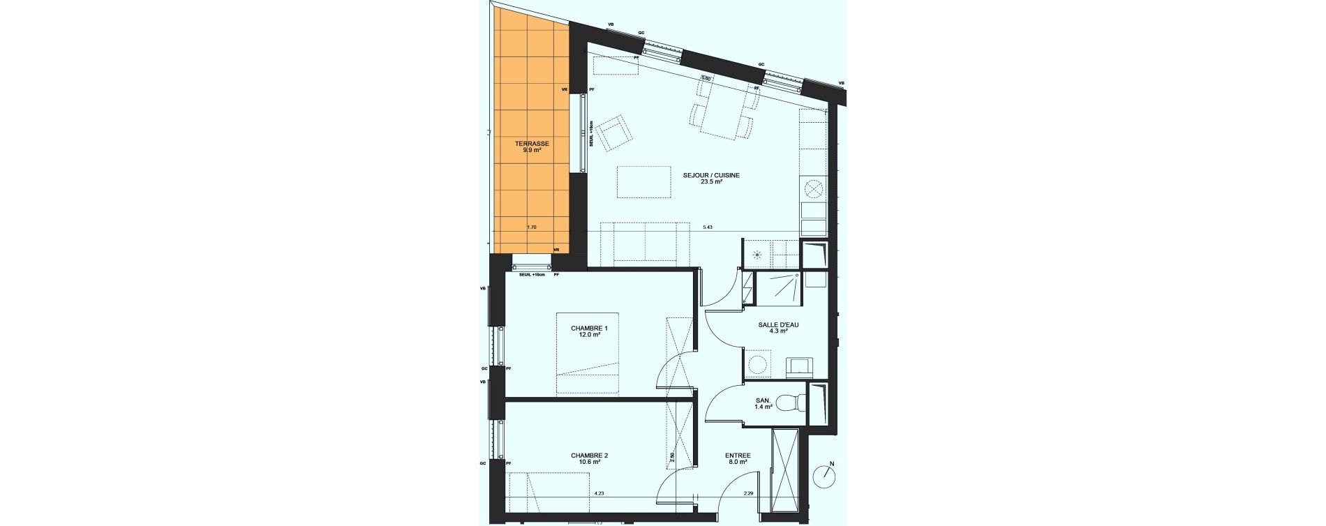 Appartement T3 de 59,80 m2 &agrave; Biganos Centre