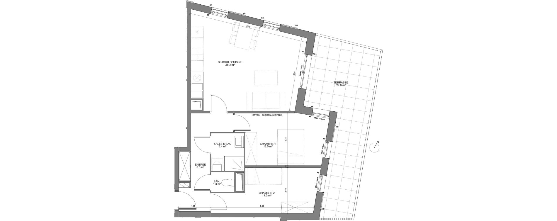Appartement T3 de 62,20 m2 &agrave; Biganos Centre