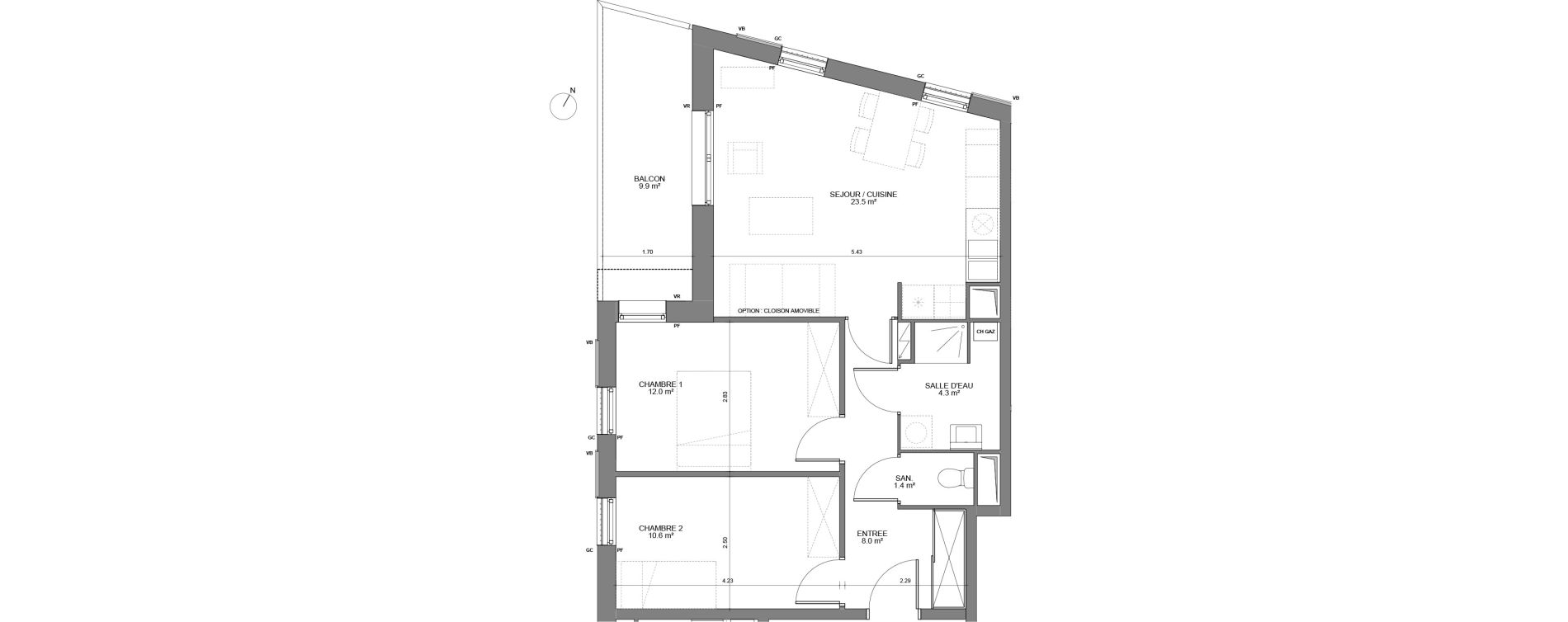 Appartement T3 de 59,70 m2 &agrave; Biganos Centre