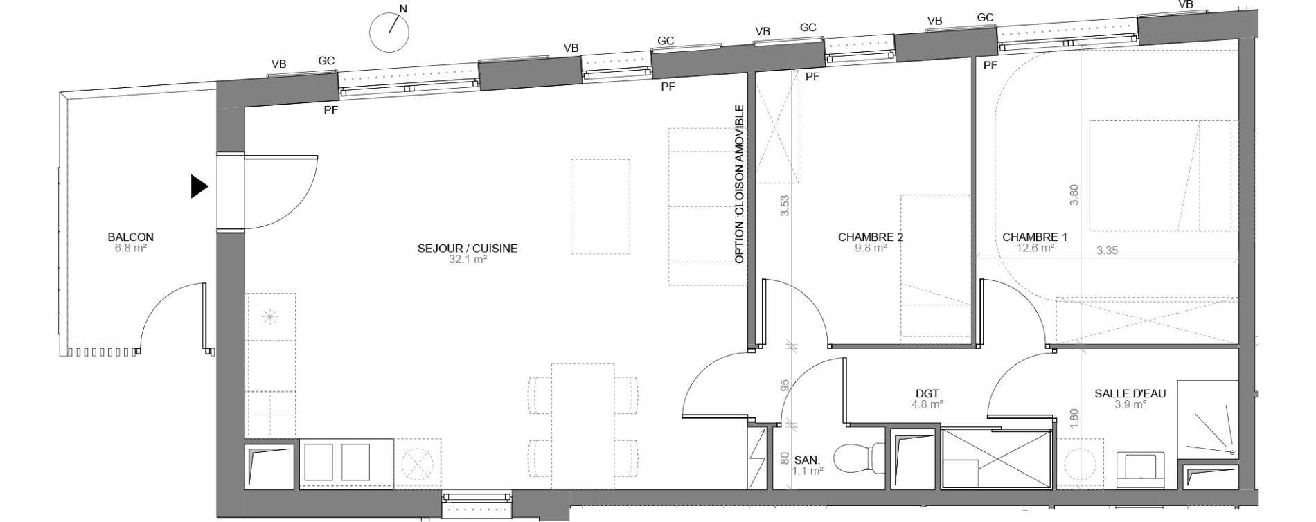 Appartement T3 de 64,40 m2 &agrave; Biganos Centre