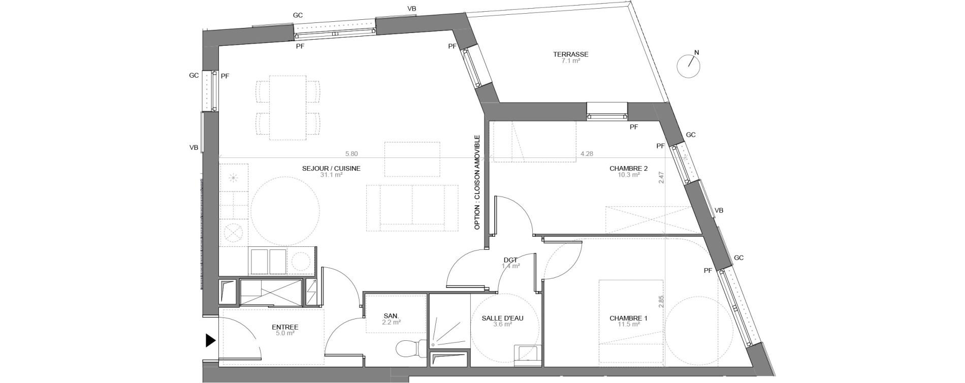 Appartement T3 de 65,00 m2 &agrave; Biganos Centre