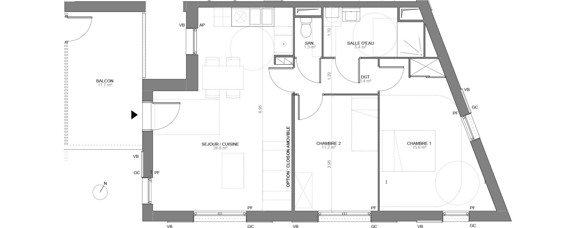 Appartement T3 de 65,50 m2 &agrave; Biganos Centre